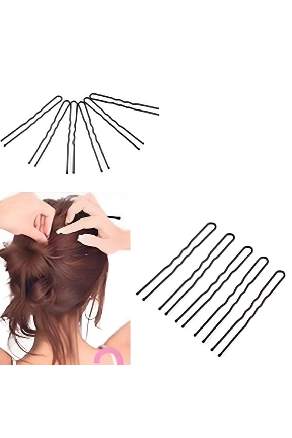 2026 New 50 Pcs Waved U-Shaped Hairclips Bobby Pin Barrette Salon Grip Hair Clip Black, Hair Styling, Everyday Use, Professional Salon, Updos, Secure Hold, Quick Fixes