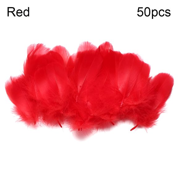 TUWAFE 2026 New 50Pcs Diy Wedding Ornaments Feather Plume Costume Decoration Goose Feathers Home Decoration for Crafts,Costumes,Party Decor,Art Projects Colorful Feather Red