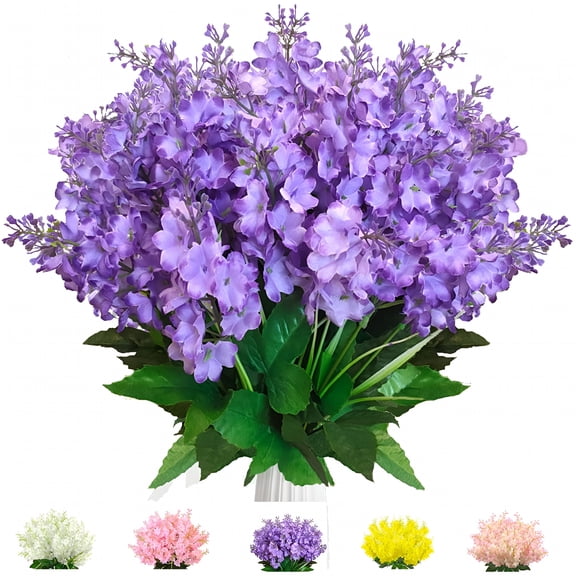 TUWAFE 2026 New 6Pcs Wisteria Artificial Flowers,Uv Resistant Fake Hyacinth Silk Flowers for Indoor Outdoor Garden Home Wedding Garden Decorations (Purple)