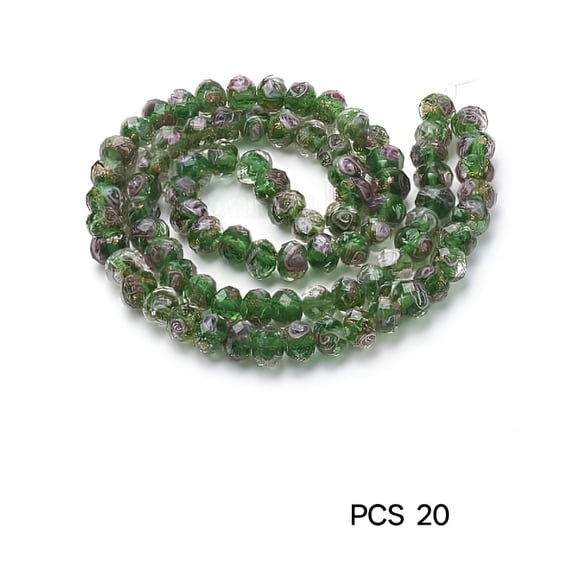 TUWAFE 2026 New 70Pcs 6~8Mm Gold Sand Lampwork Beads Glass Handmade Round Loose Beads for Rosary Making Jewelry Craft Making for Bracelet Necklace Earrings Diy with 2Mm Hole - Green