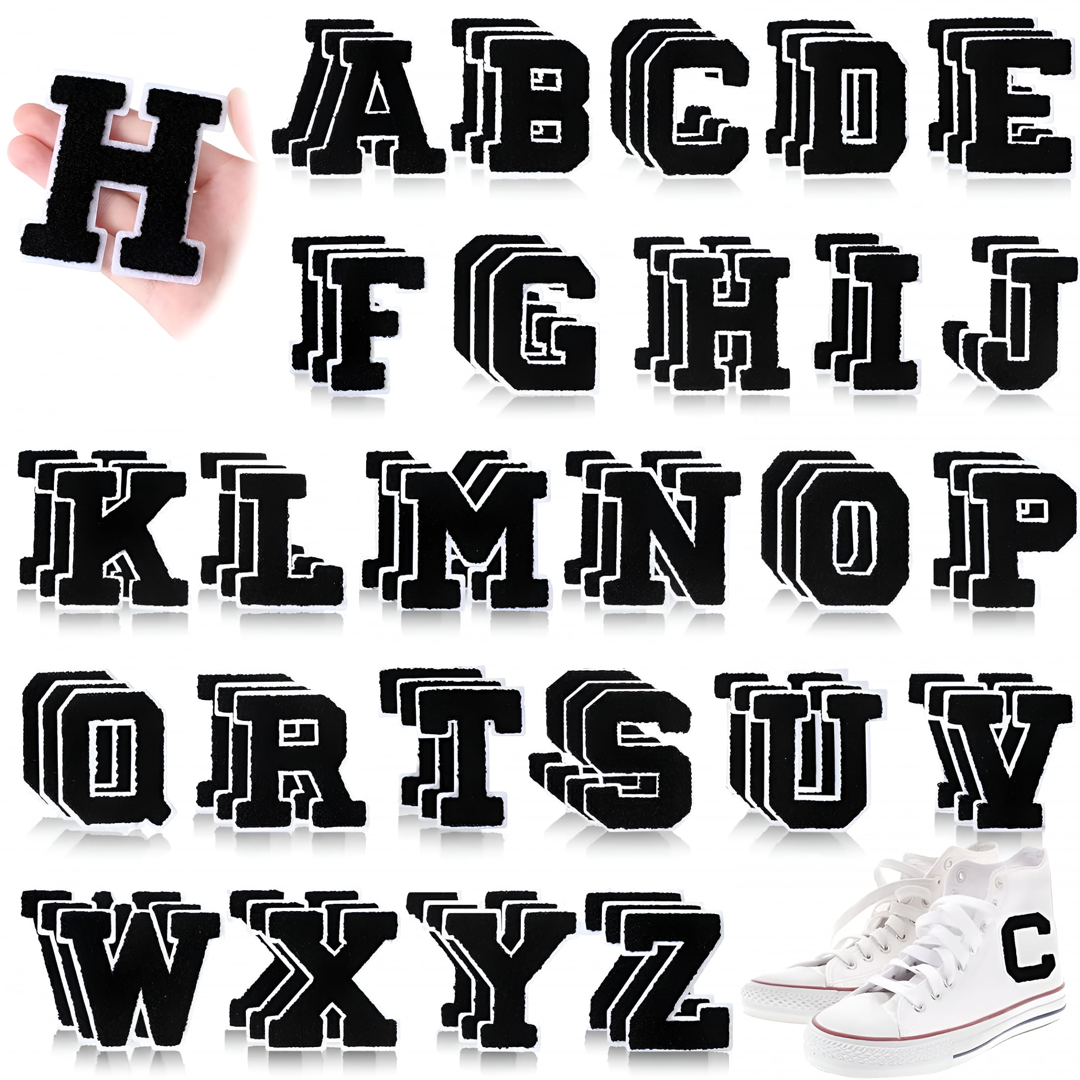 TUWAFE 2026 New 78 Pcs Chenille Letters Patches Iron on Large 2.76"H X 2.04"W College Letters Patches for Clothing Iron on Embroidered Trimmed Preppy Alphabet Patches for Clothing