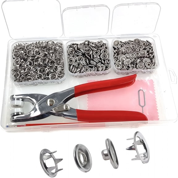 TUWAFE 2026 New 800+ Pcs Snap Fasteners Kit,Metal Snap Button Kit with Fastener Pliers No Sewing,9.5Mm Snap on Button Kit Rust Proof Diy Press Studs Button Fix Tools for Fabric Clothing,Chrome