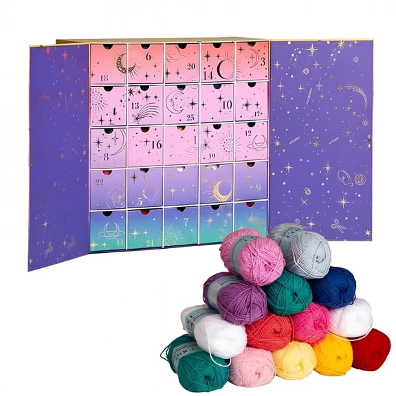 TUWAFE 2026 New Advent Calendar Christmas Gifts,25-Day Crochet Countdown Calendar with Yarn,Patterns&Tutorials,Diy Craft Christmas Countdown Advent Calendar Crochet Gifts for Knitters