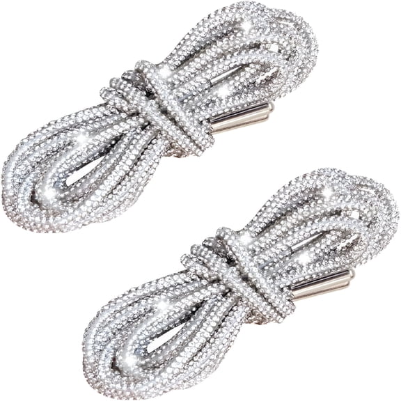 TUWAFE 2026 New Bling Shoe Laces for Sneakers&Concert Outfits-2Pcs Rhinestone Sparkle Laces,Metallic Glitter Rope for Boots,Hoodies,Rave Costumes,Festival Accessories (47" Length,Silvery)