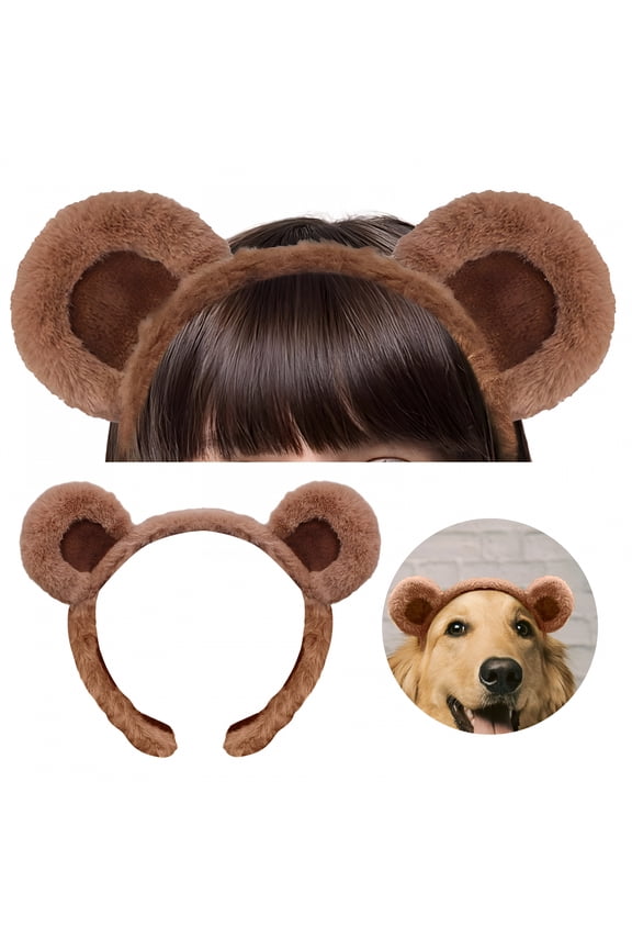 2026 New Brown Bear Plush Ears Headband for Party, Cosplay, Costume, Photoshoot Bear Ears Bow Hairhoopbandfurry Bunny Ear Headwear for Girls Women Party Trendy Stuff