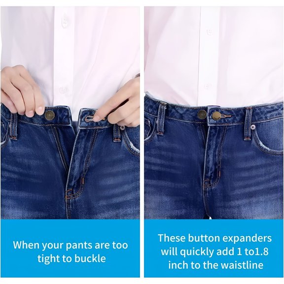 TUWAFE 2026 New Buttons for Clothes 12Pcs Button Extenders for Jeans Pants Button Extender Waist Extenders for Pants for Women for Men No Sewing Instant Waistband Extension 11.8 Inches