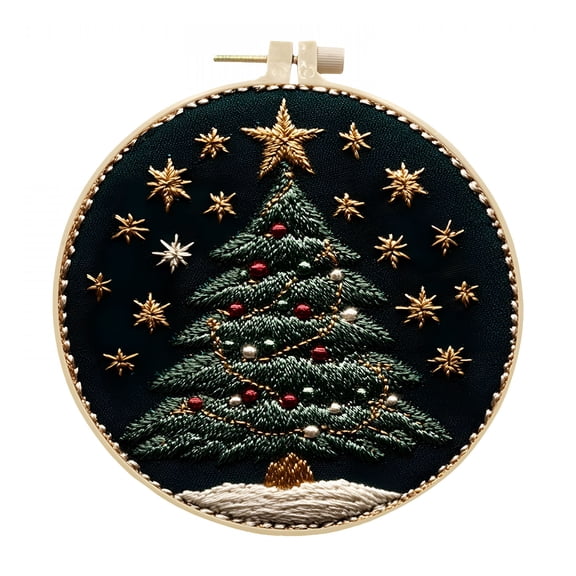 TUWAFE 2026 New Christmas Tree Embroidery Kit Merry Christmas Stamped Cross Stitch Kit Snowflake Pine Tree Needlepoint Kit Diy Adult Beginner Stamped Cross Stitch Kit with Patterns and Instructions