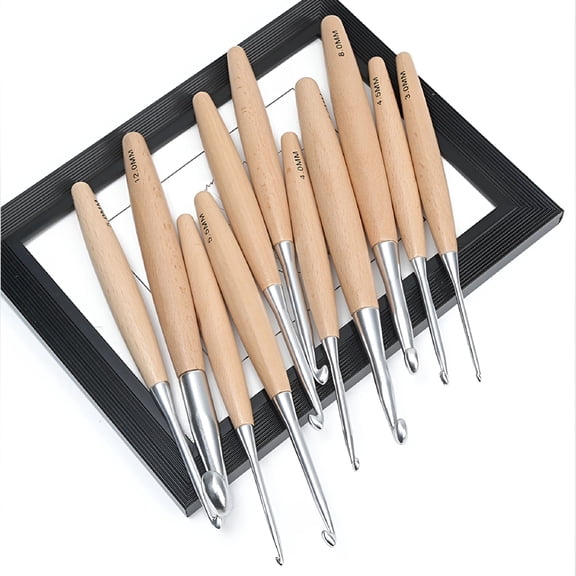 TUWAFE 2026 New Crochet Hook 6-12Mm Wooden Stainless Steel Crochet Needle Knitting Needle for Knitting,Crochet,Crafting 12Mm