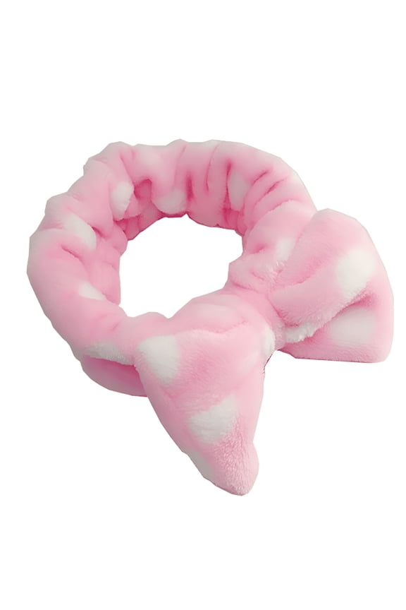 2026 New Facial Dot Headband Women Girls Spa Microfiber Cute Turban Headband Bowknot Bow Skincare Terry Cloth Fuzzy Headbands for Washing Face Shower Bath Hair Band