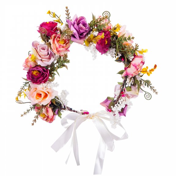 TUWAFE 2026 New Flower Crowns for Women,Flower Crown for Girls,Flower Girl Headpiece,Handmade Adjustable Boho Artificial Flowers for Wedding, Party, Festival, Photoshoot