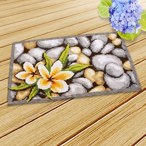 TUWAFE 2026 New Flower Latch Hooking Rug Kits Carpet Embroidery Pattern Making Cushion Latch Hook Kits for Beginners Kids Adults Living Room,Yellow Flower