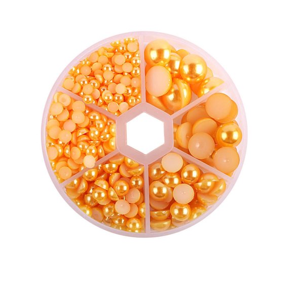 TUWAFE 2026 New Half Round Faux Pearls,Various Bead Sizes Half Round Imitation Pearls,Abundant Bead Quantity High Quality Faux Pearls Half Circle Imitation Pearls,Orange