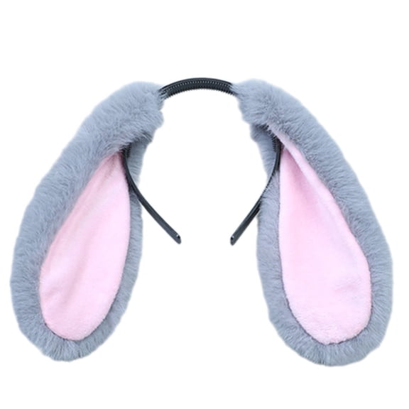 TUWAFE 2026 New Headbands for Women,Vibrant and Realistic Colors Bunny Ears,Playful and Drooping Ears Girls Hair Accessories for Extra Cutie Points,Gray