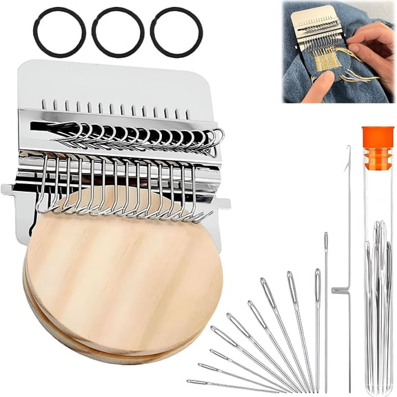 TUWAFE 2026 New Knit Patch,Mini Darning Loom for Beginners,Knit Patch Kit Used for Repairing Holes in Socks,Clothes,And Jeans,Convenient to Carry and Easy to Use(14 Hooks)