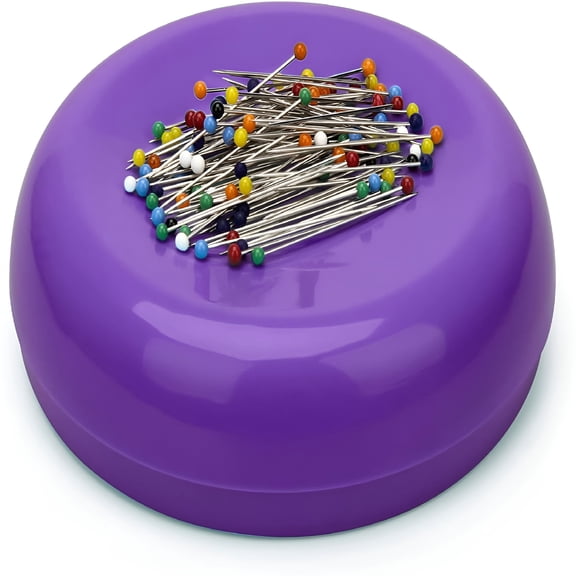 TUWAFE 2026 New Magnetic Sewing Pincushion with 100 Plastic Head Pins,Magnetic Pins Holder for Sewing Quilting for Home,Crafts,Diy,Sewing,Quilting(Purple)