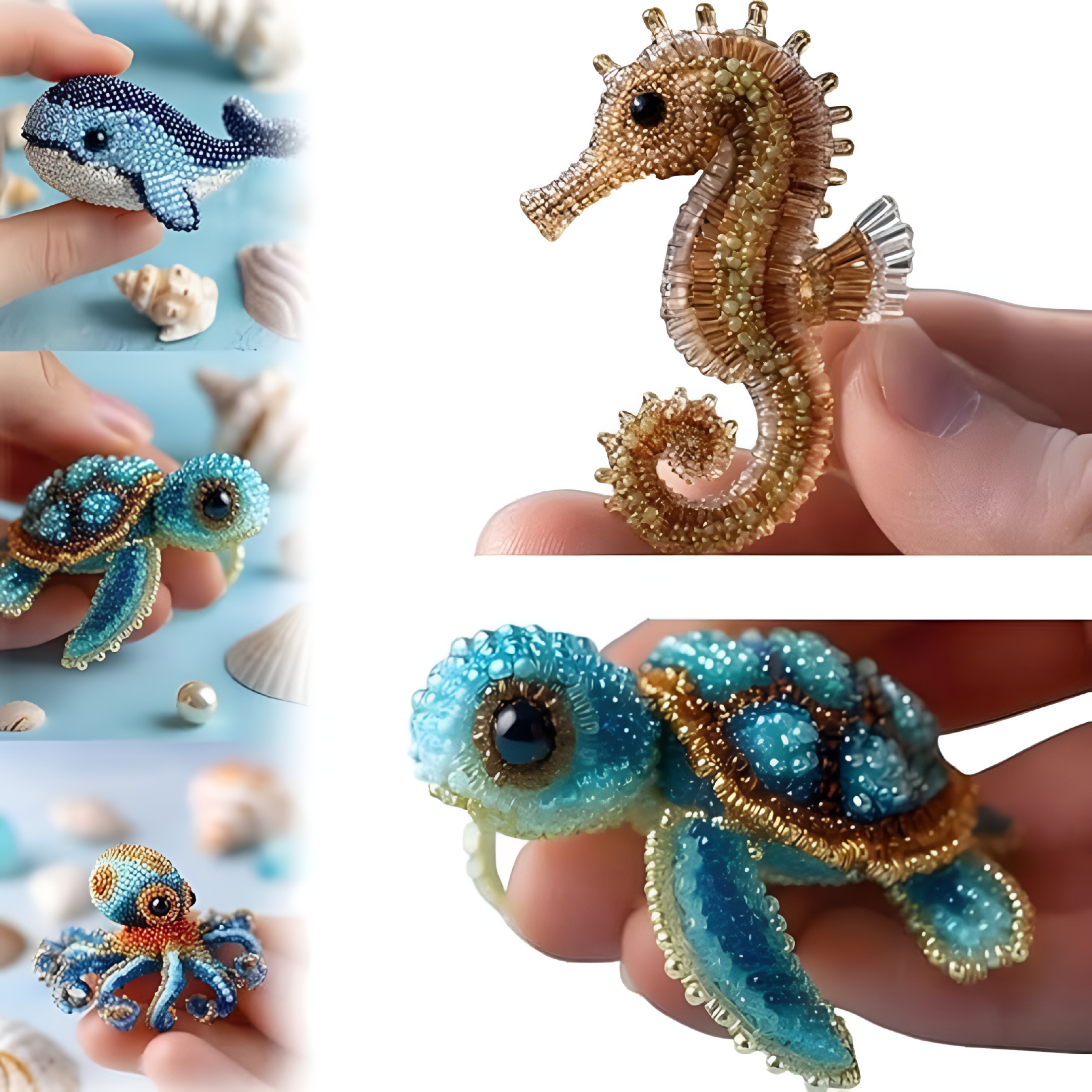 TUWAFE 2026 New Octopus Bead Embroidery Kit 3D Ocean Animals Diy Beadwork Craft Kit for Beginners Adults Beaded Ornament Art Supplies&Gift Handmade Gifts Starter Embroidery Set for Craft Lovers