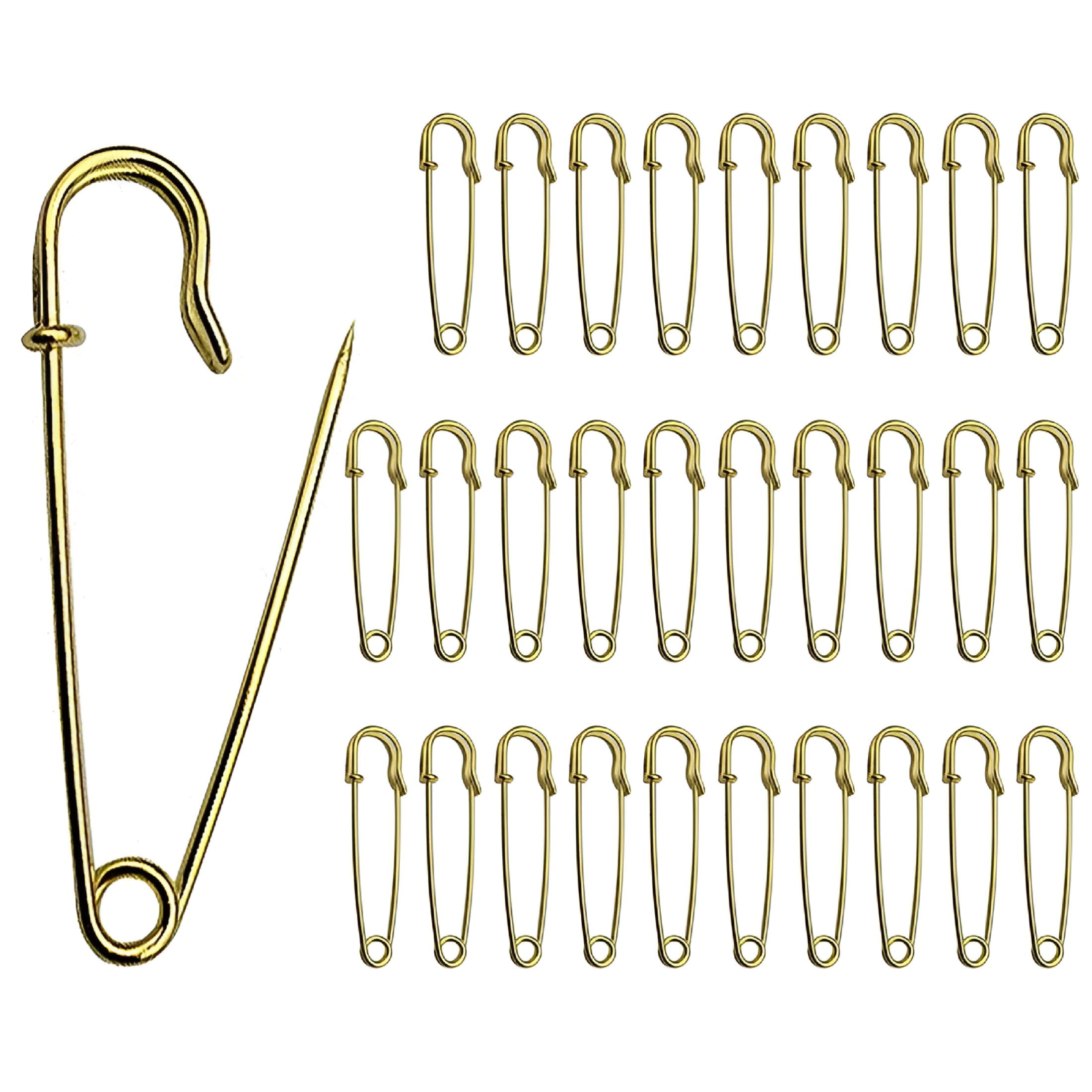 TUWAFE 2026 New Pack of 30 Safety Pins,Heavy Duty Blanket Pins Bulk Steel Spring Lock Pins Fasteners for Blankets Crafts Skirts Kilts Brooch Making,70Mm