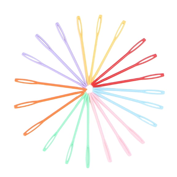 TUWAFE 2026 New Plastic Needles 30Pcs Large Eye Sewing Needles Safety Weaving Tools for Kids Crochet Darning Sewing Handmade Crafts 7Cm 9Cm(Needle Head,Random Color)