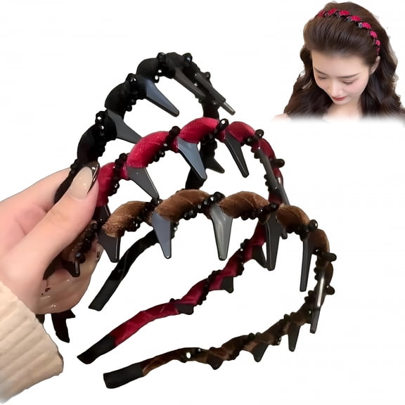 TUWAFE 2026 New Retro High Skull Pearl Headband, Vintage High Cranium Faux Pearl Hairband with Anti-Slip Teeth for Party/Daily Wear, Comfort&Elegant Hair Accessories for Women(3Pcs-Crystal, Standard)
