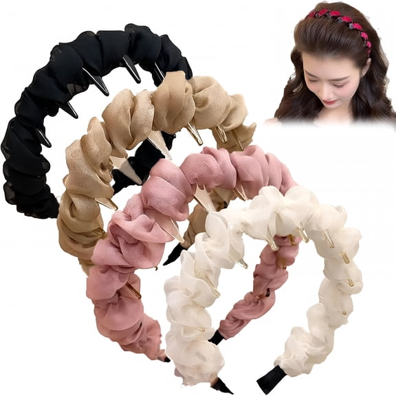 TUWAFE 2026 New Retro High Skull Pearl Headband, Vintage High Cranium Faux Pearl Hairband with Anti-Slip Teeth for Party/Daily Wear, Comfort&Elegant Hair Accessories for Women(4Pcs-Lace, Standard)
