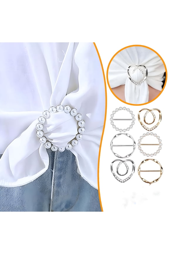 2026 New Scarf Ring Clips,Shirt Clips for Women Clothing,Corner Knotted Button for Women,T-Shirt Clips Ties Clips Clothes Clips,Fashion Metal Round Circle Shirt Clip Buckle