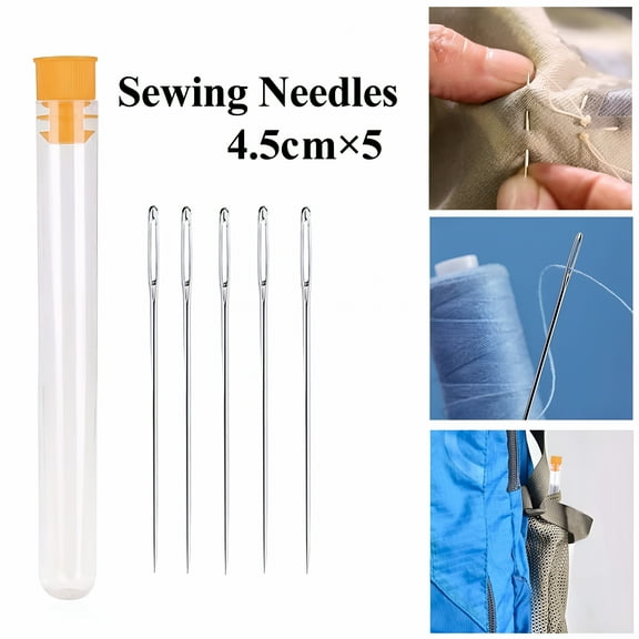 TUWAFE 2026 New Sewing Needle Large Hole Needle 5 Pieces 4.5Cm5,5Pcs Big Eye Sewing Machine Universal Regular Useful Sewing Needles Embroidery Needles Sewing Needles for Handsewing