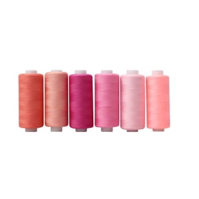 TUWAFE 2026 New Sewing Thread 36 Colors Sewing Industrial Machine and Hand Stitching Cotton Sewing Thread (6 Color/Pack) Pink for Sewing, Crafting, Embroidery, Quilting, Home Decor, Diy Projects