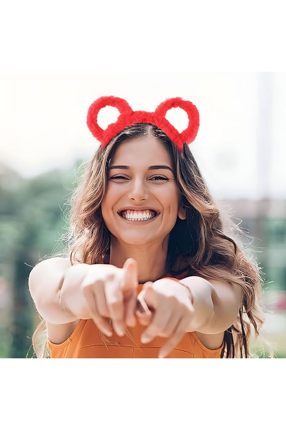 2026 New Women Thick Stuffed Headband Cartoon Round Bear Ears Party Accessory Makeup Hair Hoop for Winter Style Bear Ears Headband Adult
