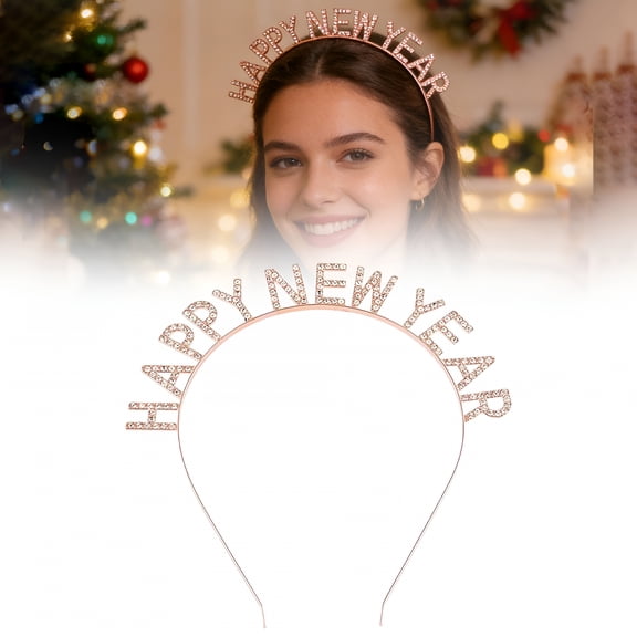 TUWAFE 2026 New Year Headband,Sparkling Rhinestone Headband for Women,Gold and Silver New Year's Eve Headband Set,Adjustable Party Headband for Holiday Photo Booth,NYE Celebration and Festive Gift