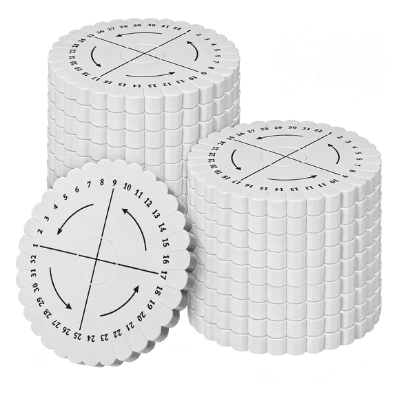 TUWAFE 20Pcs Round Braiding Disk-32 Slot Macrame Project Board for Friendship Bracelet Making-White Foam Beading Cord Loom for Diy Woven Bracelets Friendship Bracelet Loom