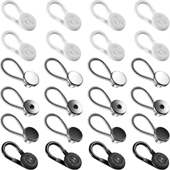 TUWAFE 24 Pcs Collar Extenders for Shirts,Elastic Button Neck Relief Tight Extender for Dress Shirts Tie Pants Trousers Clothing Accessories Expansion