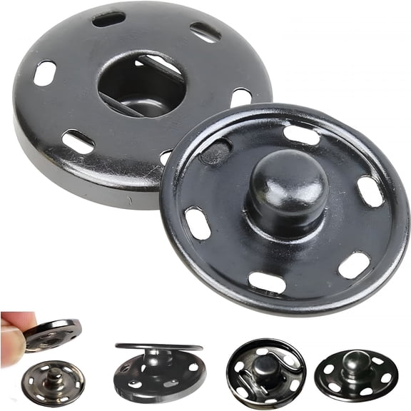 TUWAFE 24Set 1Inch/25mm Large Sew-on Snap Buttons for Clothes - Sew on Snaps Sewing Snaps for Fabric - Metal Snaps Fasteners Press Studs Buttons for Sewing Clothing, Black