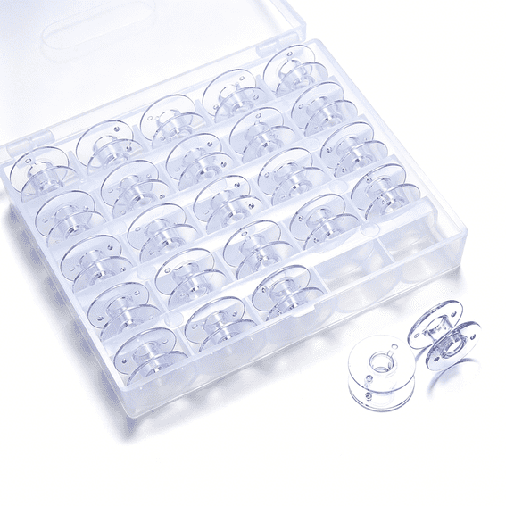 TUWAFE 25 Pcs Bobbins for Sewing Machine,Sewing Bobbins with Case,Sa156 Bobbins,Bobbins Class 15,Plastic Bobbins Compatible with Brother Singer Sewing and Embroidery Machine(25 Bobbins with Box)