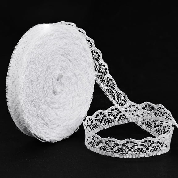TUWAFE 250Cm Lace Trim Ribbon, White Lace Ribbon, 0.5 Inch Width | White Laces Trims Delicate, Floral Pattern Ribbons for Diy Crafts Sewing and Wedding Decor, Dress Applique, Gift Wrapping