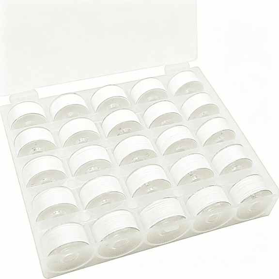 TUWAFE 25pcs White 60S\/2 (90WT) Prewound Bobbin Thread Plastic Size A SA156 for Embroidery and Sewing Machines DIY Embroidery and Sewing Thread Cottonized Soft Feel Polyester Thread