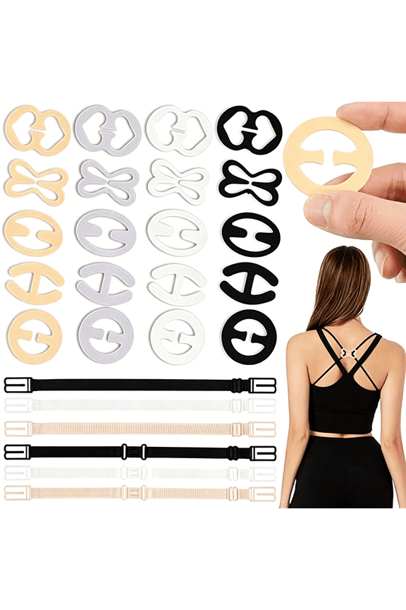 26 Pcs Bra Strap Clips,Bra Strap Holders for Slipping,Bra Clips to Make Racerback,Adjustable Conceal Bra Clip for Full Cup Size,Cleavage Control,Ballet Dance