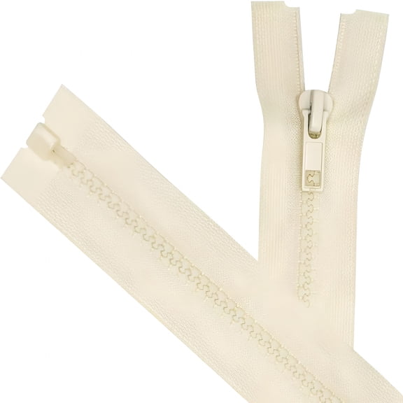 TUWAFE 2PCS #5 5 Inch Beige Separating Jacket Zippers for Sewing Coats, Molded Plastic Bulk Zippers(Beige 5" 2PCS)