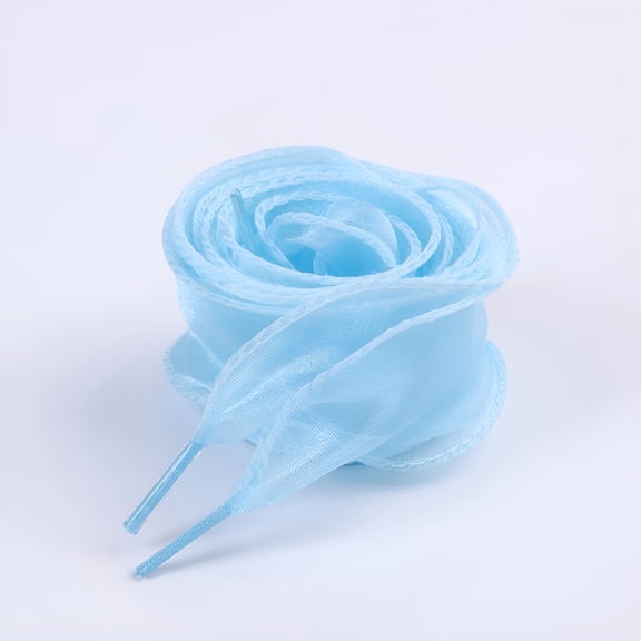 TUWAFE 2Pairs Satin Ribbon Shoe Laces: 1.57" Wide Color Wave Snow Yarn Shoelaces for Women - 51 Inch / 130Cm