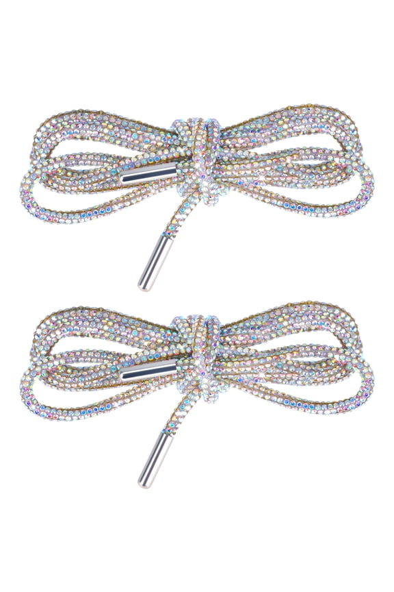 2026 New 2Pcs Rhinestone Shoe Laces,47.2" Glitter Shoe Laces Cord Bling Rope Shoe Laces Rhinestone Hoodie String Shiny Drawstring Shoe Laces Charms Replacement for Sneakers Sweatpants Bags