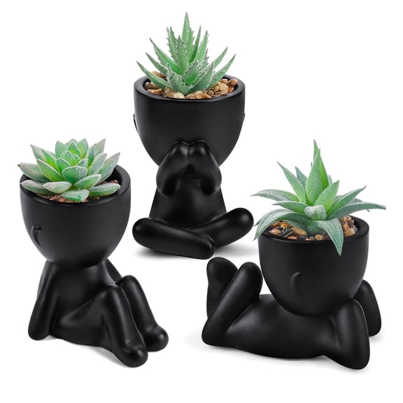 TUWAFE 3 Pack Artificial Succulents in Desk Decor Cubicle Decor