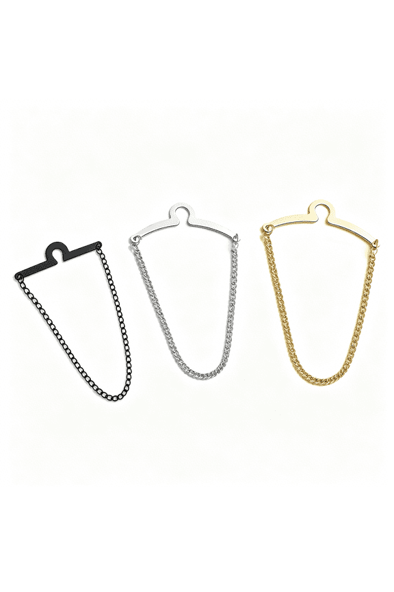 3 Packs Tie Chain for Men Fashion Necktie Clips and Chains Mens Accessories with Ring Clasps for Suits Neckties Vests and Trousers Elegant Tie Pins and Tacks for Business Wear