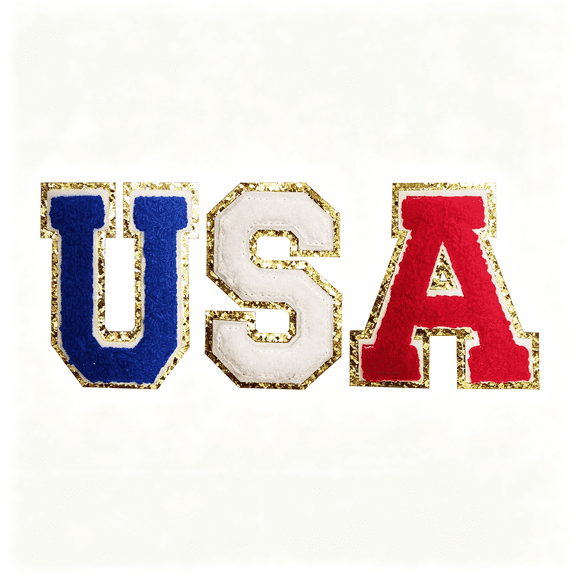 TUWAFE 3 Pcs Iron on Usa Patches Sew on Letter Patches Usa Patch for Independence Day Decorations 250Th American Birthday Supplies 4Th of July Iron on Patches (Usa, Multicolour)