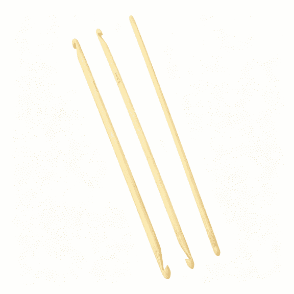 TUWAFE 3 Pcs Long Crochet Hook Set,Double Ended Anti Slip Bamboo Tunisian Crochet Hooks,Assorted Sizes Yarn Knitting Tool for Sewing