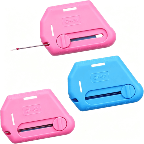 TUWAFE 3 Pcs Magnetic Seam Guide for Sewing Machine, Seam Guide with Seam Rippers Scale for All Household Sewing Machines, Sewing Accessories1 Blue & 2 Pink