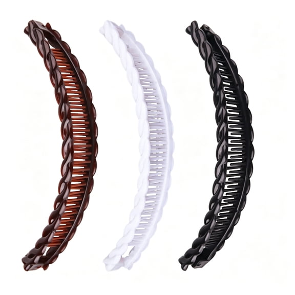 TUWAFE 3 Pieces Clincher Combs Banana Combs Banana Clip Grip Comb Fishtail Fish Hair Lady Fish Shape Ponytail Banana Clip Girls Long Women Clamp Accessory