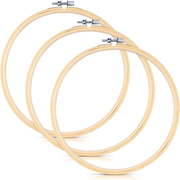 TUWAFE 3 Pieces Embroidery Hoops,Bamboo Frame Circle Cross Stitch Hoop Ring Embroidery Hoops Set for Embroidery and Cross Stitch(6 Inch,3 Pcs)