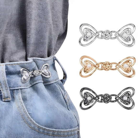 TUWAFE 3 Sets Heart Shaped Jean Buttons, No Sew Waist Tightener