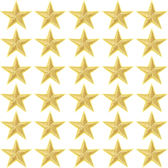 TUWAFE 30 Pcs Gold Star Iron on Patch,1 Inch Sew on Star Embroidered Patches,Iron on Patches Embellishments for Clothes,Hats,Jackets,Backpacks,Star Decor,Appliques Decoration (Gold,1")