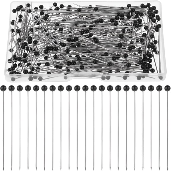 TUWAFE 300 Pcs Straight Pins Sewing Pins for Fabric,Black Pearlized Ball Head Pins,Long 1.5Inch Dressmaker Pins for Fixing Sewing Markers,Diy,Tailoring,Craft Decoration