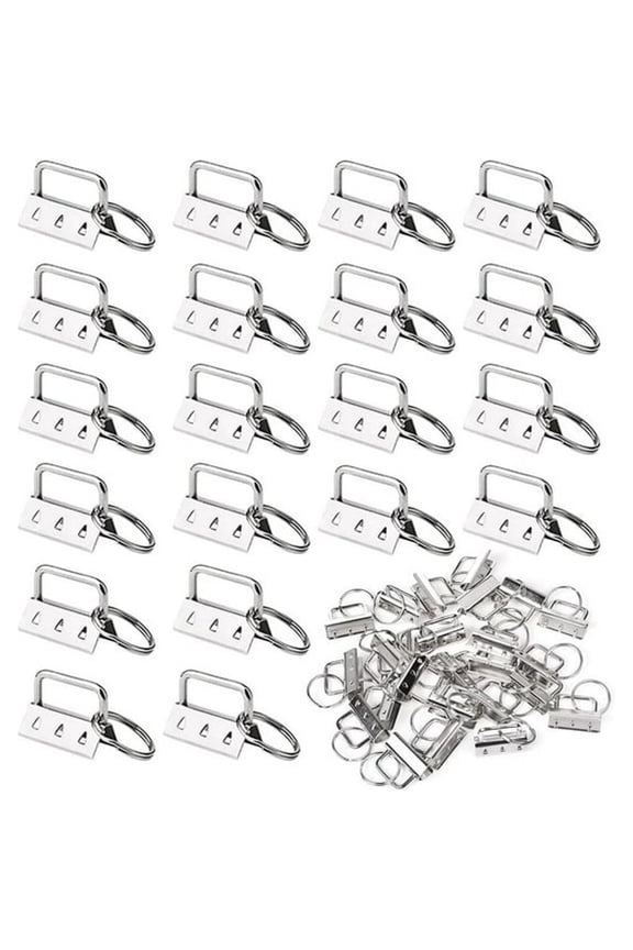 30PCS Key Fob Hardware,1.25 Inch Key Fob Keychain Wristlet Set,Silver Fob Chain Wristlet Hardware with Split Rings Key Rings,keychain hardware(1.25 inch)